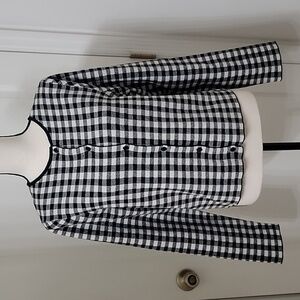 Forever 21+ Size 3X Black & White Buffalo Check Plaid Button Front Sweater, NEW